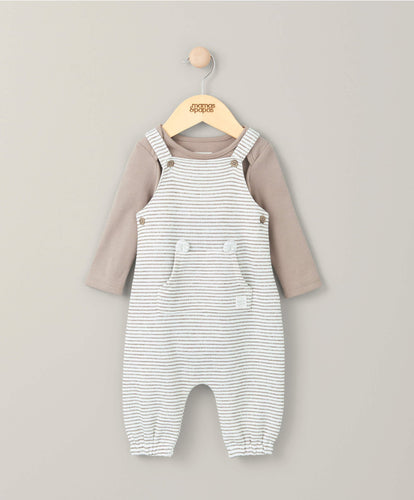 Mamas & Papas Stripe Dungarees & Bodysuit Outfit Set