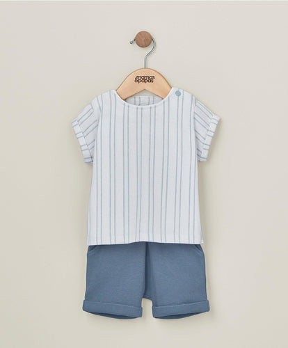 Mamas & Papas Stripe T-Shirt & Short Outfit Set