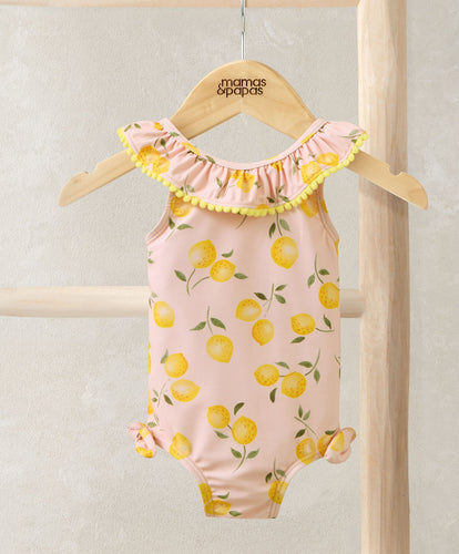 Mamas & Papas Swimwear Lemon Print Frill Swimsuit
