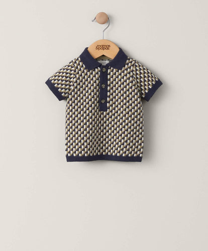Mamas & Papas Tops & Shirts Knit Shortsleeved Polo Shirt - Navy