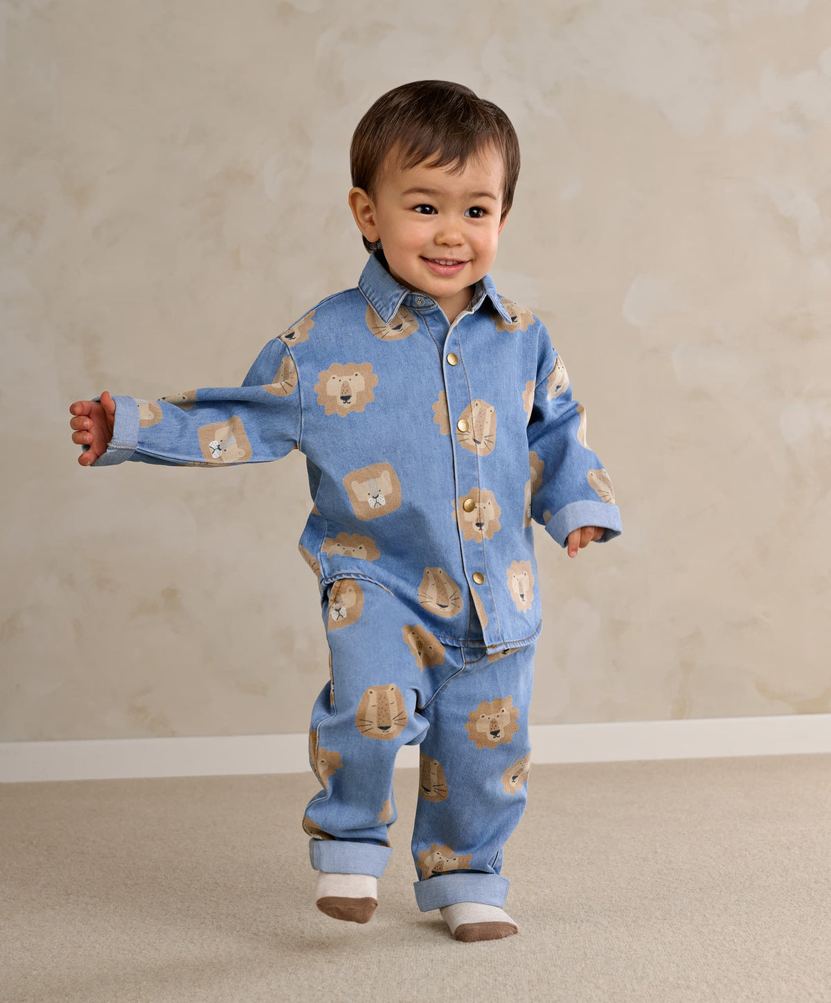 Mamas & Papas Tops & Shirts Lion Print Denim Shirt