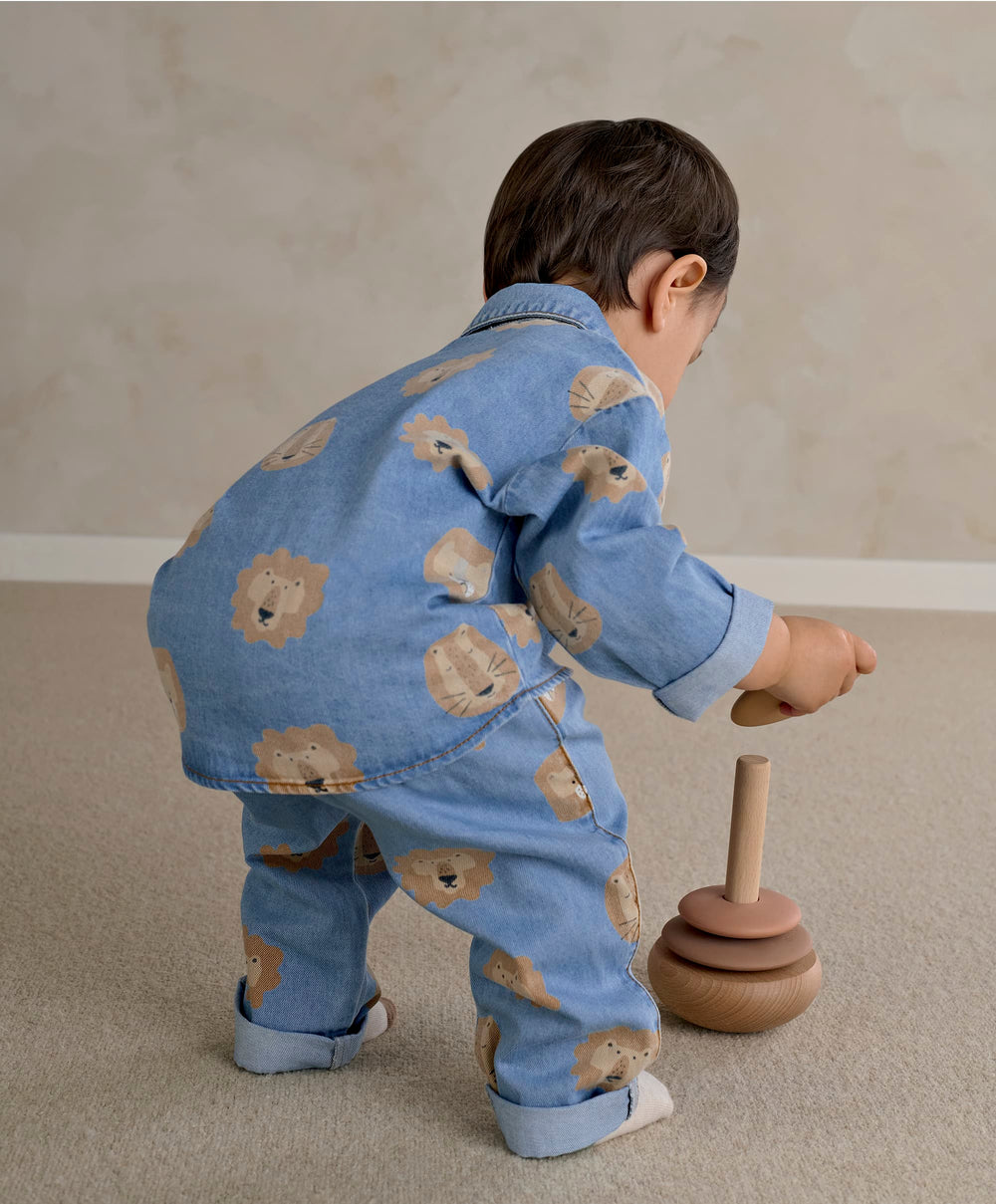Mamas &amp; Papas Tops &amp; Shirts Lion Print Denim Shirt