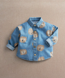 Mamas & Papas Tops & Shirts Lion Print Denim Shirt
