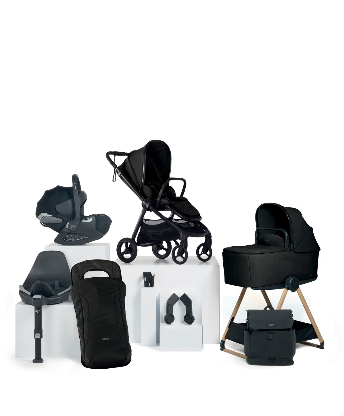 Mamas & Papas Vardo Complete Pushchair Bundle with Cybex Cloud T i-Size Rotating Baby Car Seat & Base (9 Pieces) - Noir