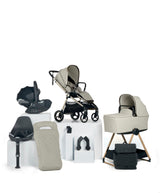 Mamas & Papas Vardo Complete Pushchair Bundle with Cybex Cloud T+ i-Size Rotating Baby Car Seat & Base (9 Pieces) - Shell