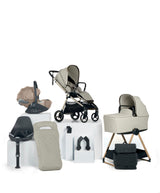 Mamas & Papas Vardo Complete Pushchair Bundle with Cybex Cloud T i-Size Rotating Baby Car Seat & Base (9 Pieces) - Shell/Cozy Beige