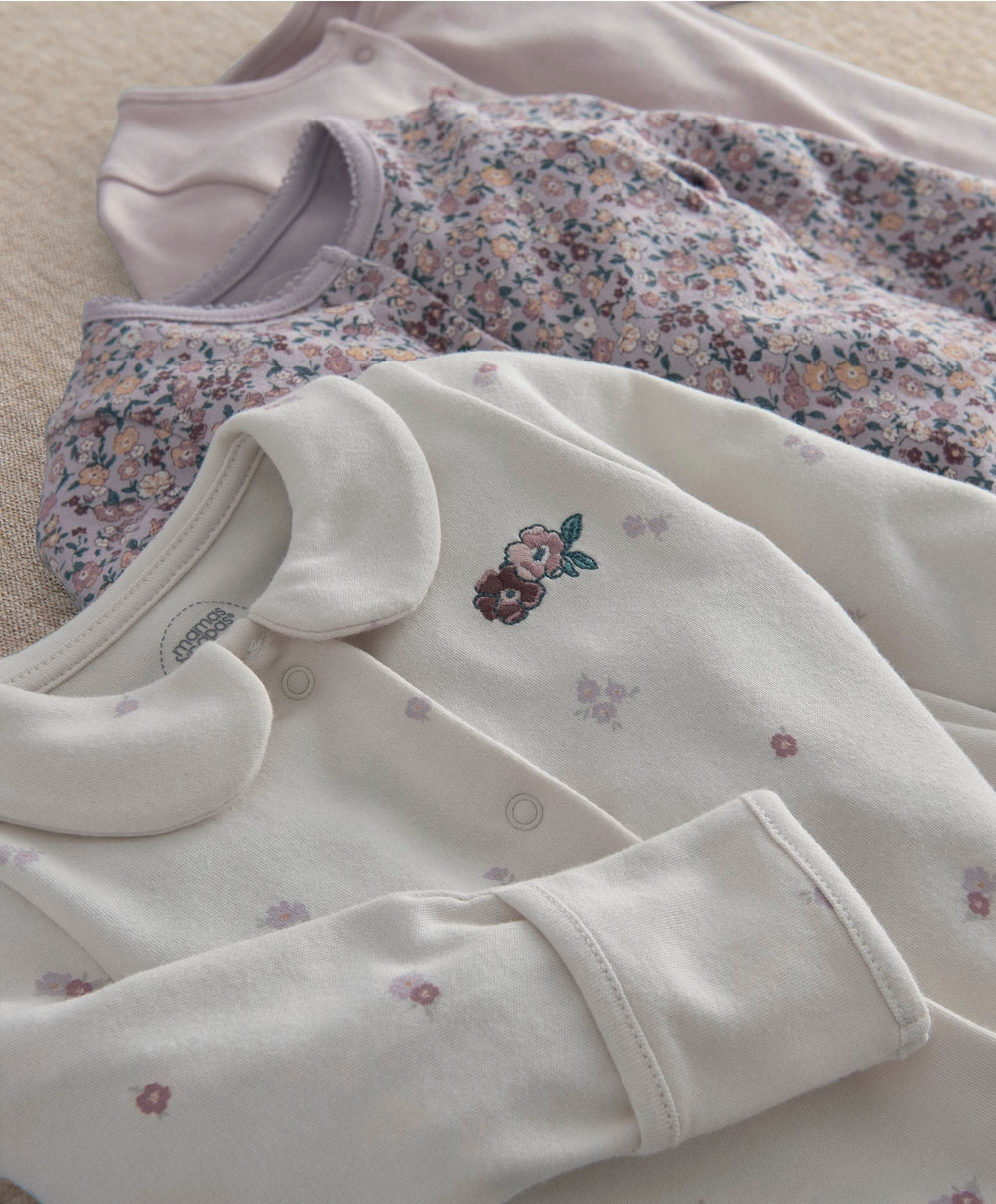 Mamas &amp; Papas Vintage Floral Sleepsuits (Pack of 3)