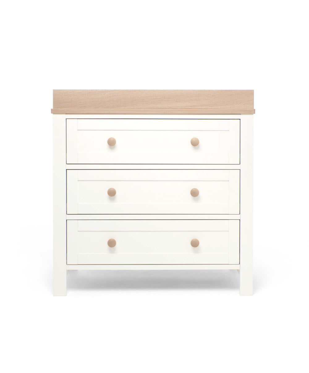 Mamas &amp; Papas Wedmore 3 Piece Cotbed Range with Premium Dual Core Mattress - White/Natural