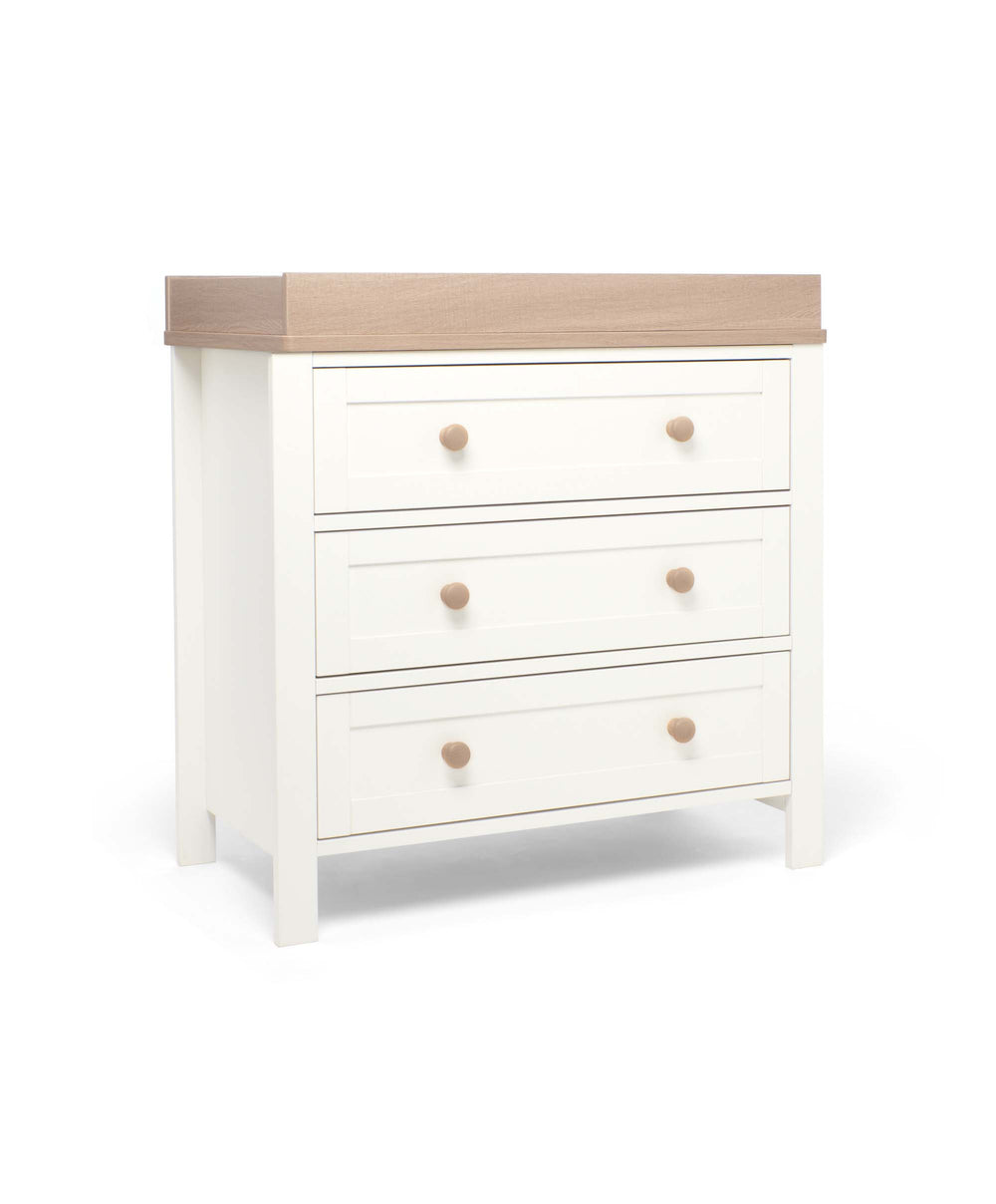 Mamas &amp; Papas Wedmore 3 Piece Cotbed Range with Premium Dual Core Mattress - White/Natural