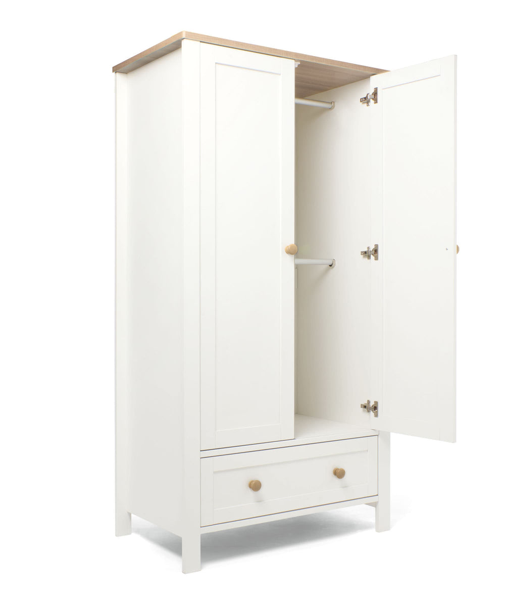 Mamas &amp; Papas Wedmore 3 Piece Small Cotbed Range with Dresser Changer &amp; Wardrobe - White/Oak