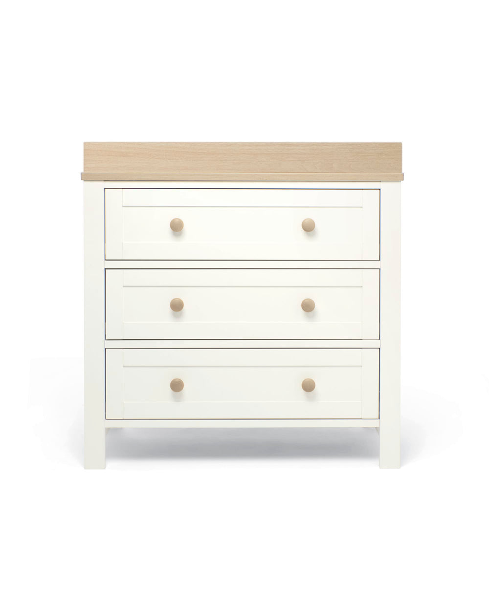 Mamas &amp; Papas Wedmore 3 Piece Small Cotbed Range with Dresser Changer &amp; Wardrobe - White/Oak