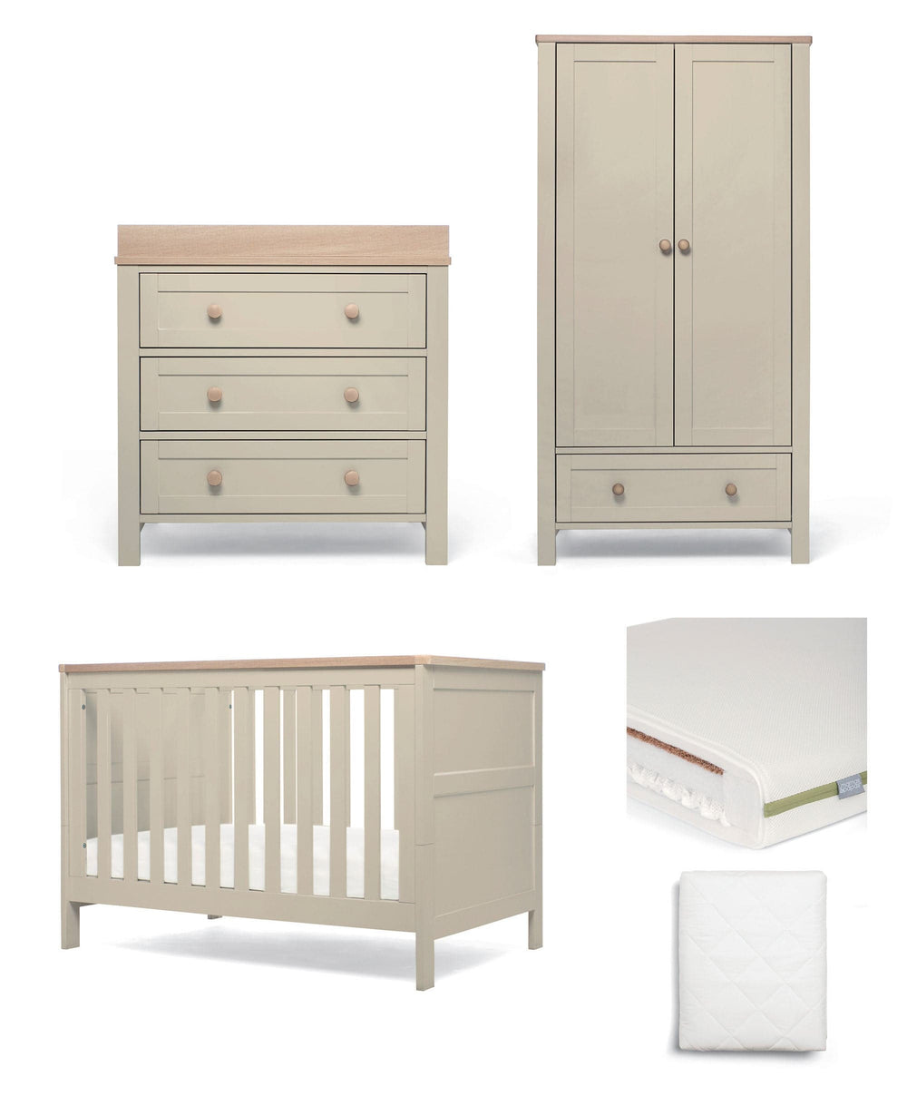 Mamas &amp; Papas Wedmore 3 Piece Small Cotbed Range With Premium Dual Core Mattress  - Cashmere