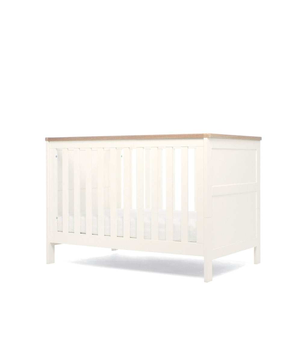 Mamas &amp; Papas Wedmore 3 Piece Small Cotbed Range with Premium Dual Core Mattress - White