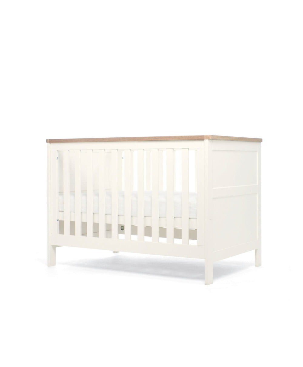 Mamas &amp; Papas Wedmore 3 Piece Small Cotbed Range with Premium Dual Core Mattress - White