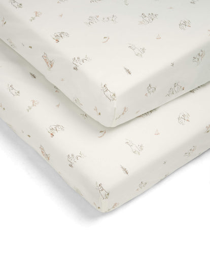 Mamas & Papas Welcome to the World Seedling Cotbed Fitted Sheets (2 pack) - Bunny/Fox