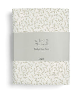 Mamas & Papas Welcome to the World Seedling Cotbed Fitted Sheets (2 pack) - Seed/Leaf