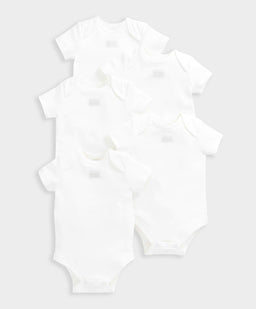 Mamas & Papas White Shortsleeved Bodysuits (5 Pack)