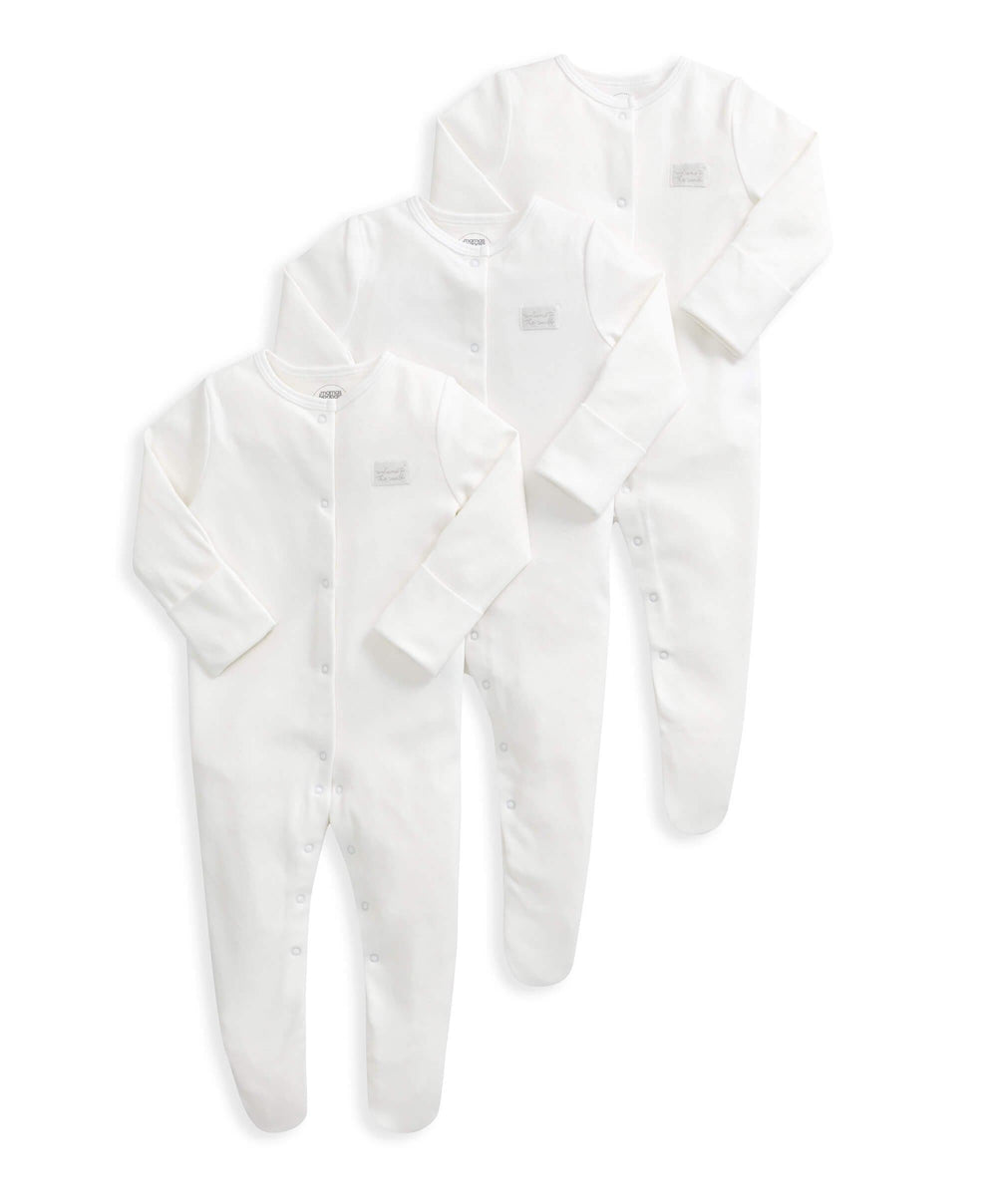 Mamas &amp; Papas White Sleepsuits (Pack of 3)