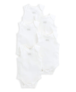 Mamas & Papas White Sleeveless Bodysuits (5 Pack)