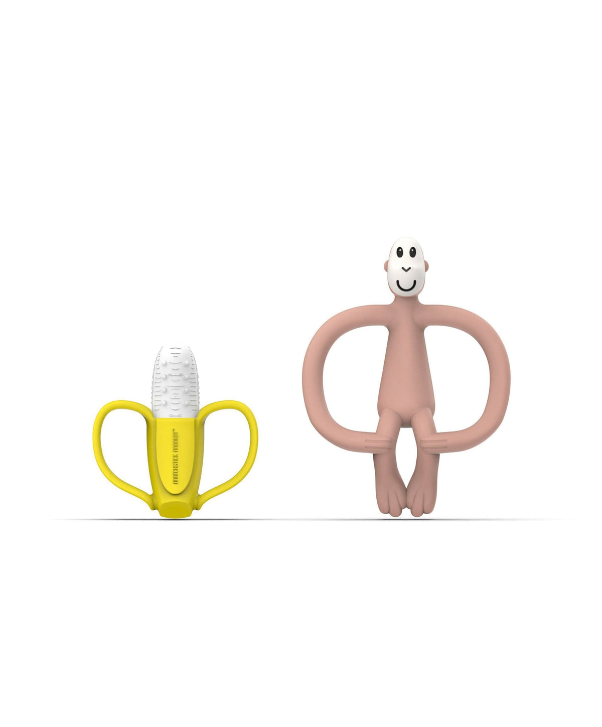 Matchstick Monkey Teethers Matchstick monkey Monkey & Banana Teething set - pink