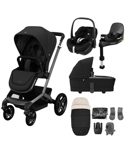 Maxi Cosi Maxi Cosi Fame Premium Pushchair Bundle with Pebble 360 Pro 2 Car Seat & Base – Black with Black Wheels