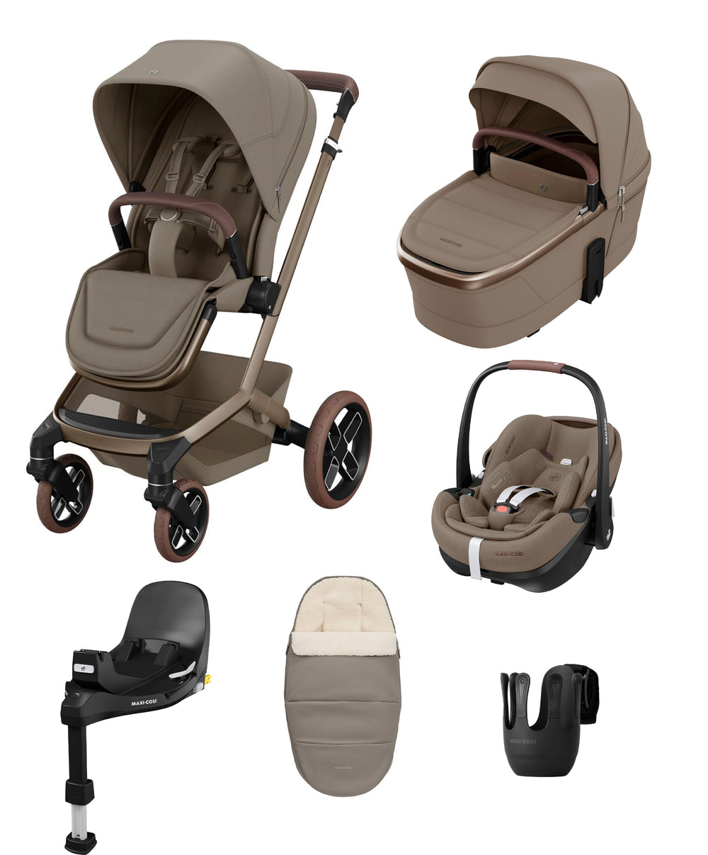 Maxi Cosi Maxi-Cosi Fame Pushchair &amp; Carrycot with Maxi-Cosi Pebble 360 Pro² Car Seat &amp; Base - Oak Truffle