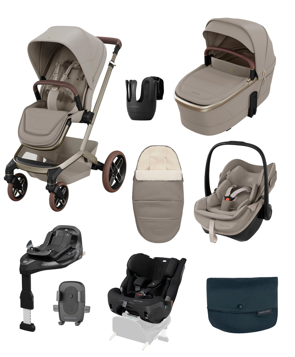 Maxi Cosi Pushchairs Maxi-Cosi Fame Ultimate Pushchair Bundle with Maxi-Cosi Pebble Pro &amp; Maxi-Cosi Pearl XL Slide Pro Car Seat (10 Pieces) - Sapphire Sand