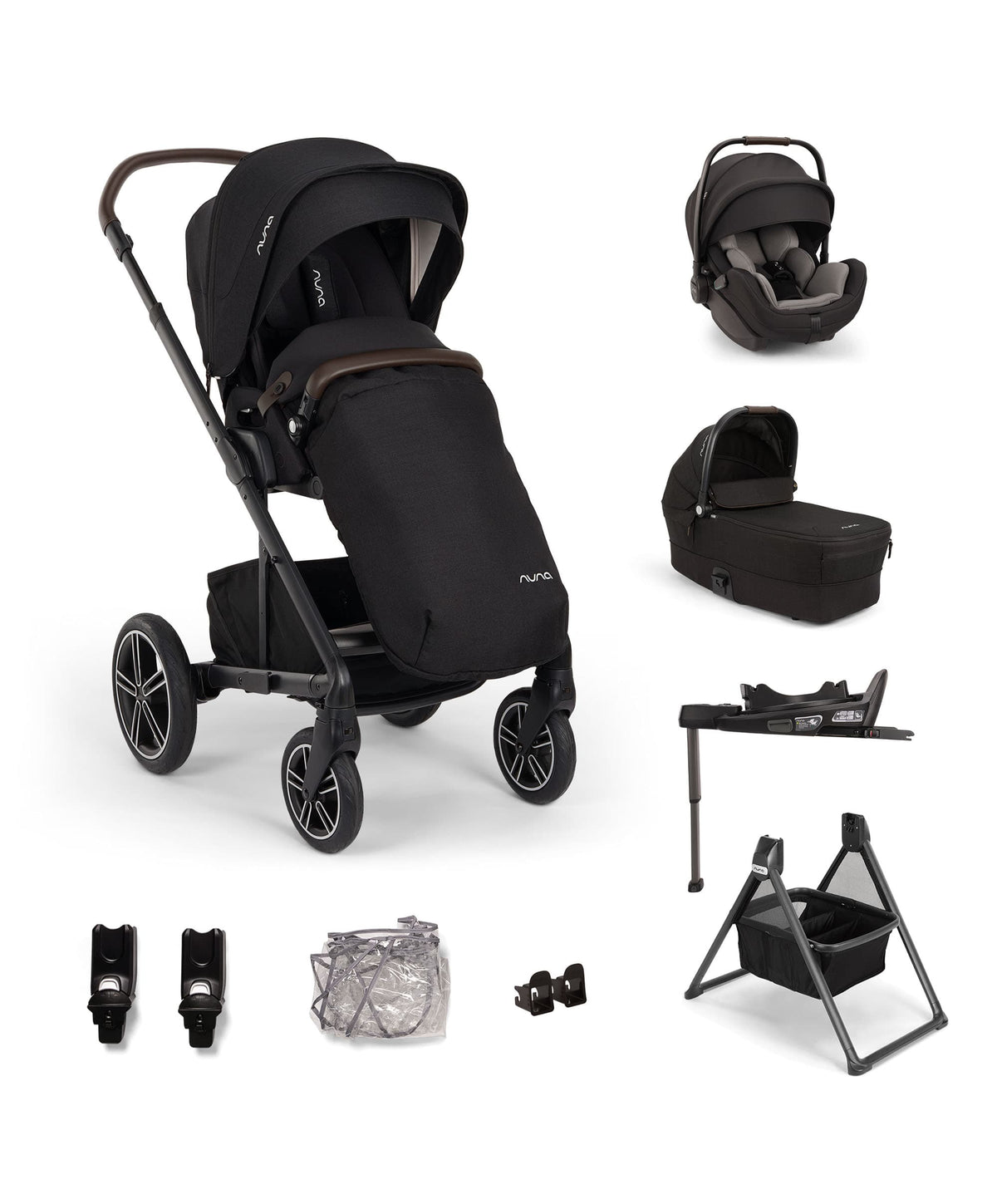 Nuna Nuna Mixx Next Pushchair Bundle With Carrycot Stand & Arra Flex Car Seat & Base - Caviar