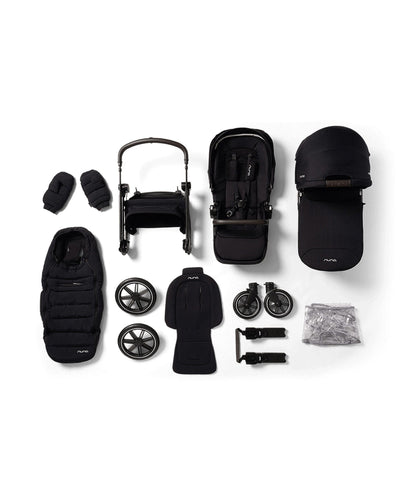Nuna Nuna TRIV lx Pushchair with LYTL lx Carrycot, Footmuff & Gloves Bundle - Caviar