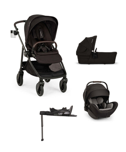 Nuna Pushchairs Nuna SWIV Pushchair Bundle with ARRA Flex Car Seat & BASE Curv Base - Caviar
