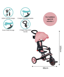 Plum Play Globber Explorer Foldable 4-in-1 Trike - Pastel Pink