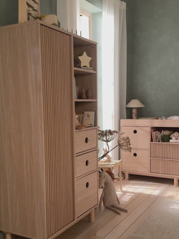 Oska 3 Piece Cotbed Range With Wide Dresser Changer & Wardrobe - Oak