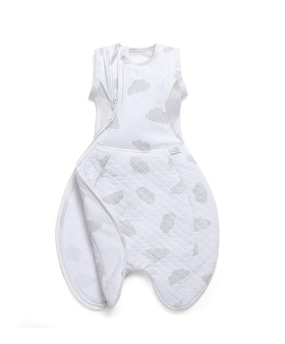 Purflo Purflo Swaddle to Sleep Bag 0-4 Months (2.5 Tog) - Cotton Clouds