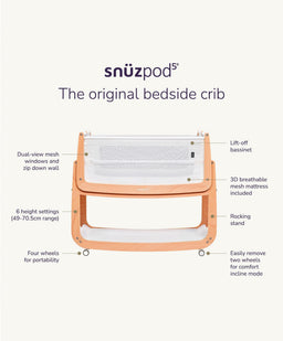 Snuz Bedside Sleeping SnuzPod 5 Bedside Crib - Mocha