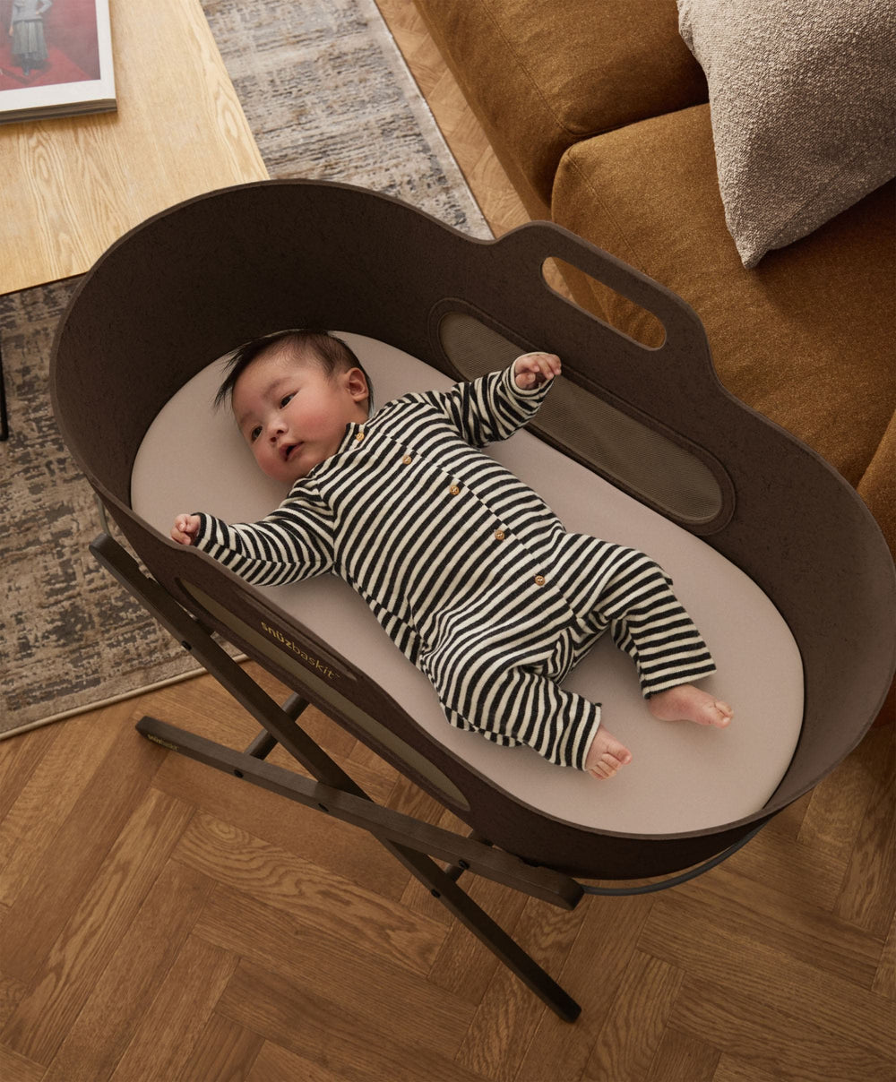 Snuz Moses Baskets SnuzBaskit Moses Basket &amp; Stand - Chocolate/ Ebony