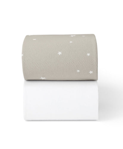Snuz Snüz Twin Pack Cot & Cotbed Sheets - Grey Star