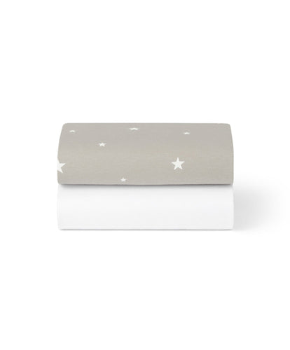 Snuz Snüz Twin Pack Crib Sheets - Grey Star
