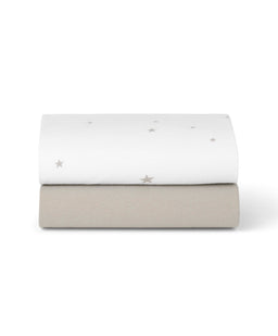 Snuz Snüz Twin Pack Moses Basket Sheets - Grey Cloud