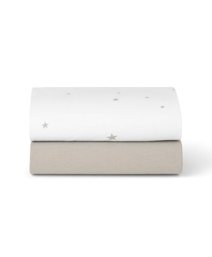 Snuz Snüz Twin Pack Moses Basket Sheets - Grey Cloud