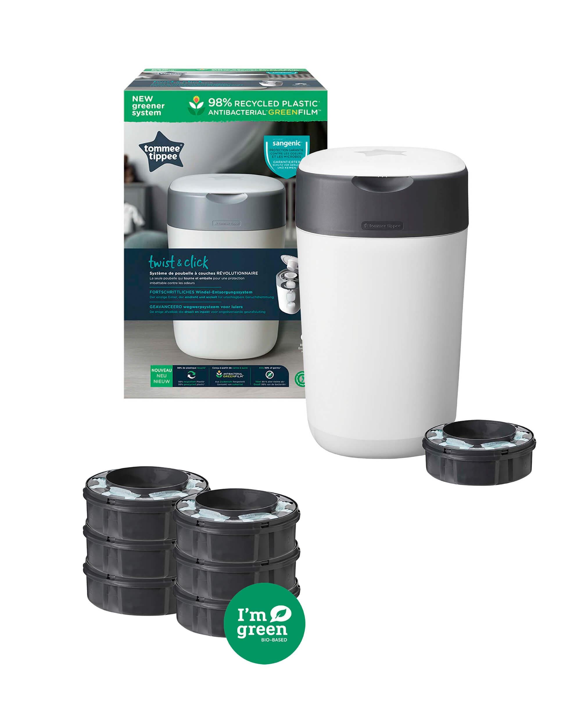 Tommee Tippee Twist & Click 6 Refill Cassettes with Free Nappy Bin