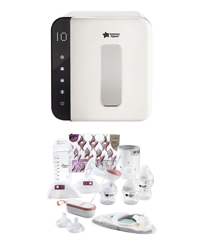 Tommee Tippee Tommee Tippee Ultra UV 3-in-1 Electric Steriliser and Dryer & Made for Me Electric Pump Complete Breastfeeding Kit Bundle - White
