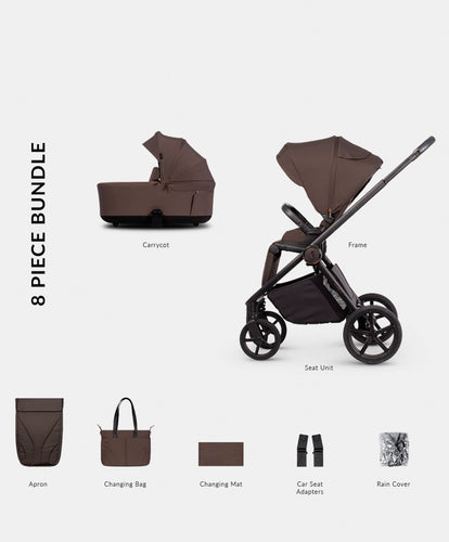 Venicci Pushchairs Venicci Claro 2in1 Essential Pushchair Bundle (8 Pieces) - Chocolate
