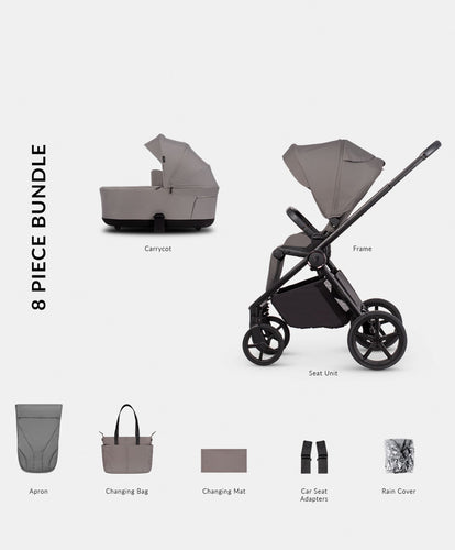 Venicci Pushchairs Venicci Claro 2in1 Essential Pushchair Bundle (8 Pieces) - Fog