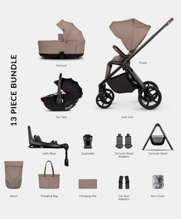 Venicci Pushchairs Venicci Claro2 4in1 Ultimate Pushchair Bundle (13 Pieces) - Almond