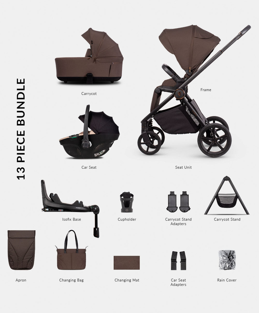 Venicci Pushchairs Venicci Claro2 4in1 Ultimate Pushchair Bundle (13 Pieces) - Chocolate