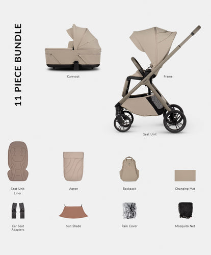 Venicci Pushchairs Venicci Tila 2in1 Essential Pushchair Bundle (11 Pieces) -  Latte