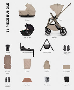 Venicci Pushchairs Venicci Tila 4in1 Ultimate Pushchair Bundle (16 Pieces) - Latte