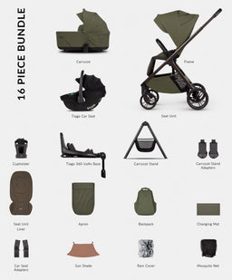 Venicci Pushchairs Venicci Tila 4in1 Ultimate Pushchair Bundle (16 Pieces) - Olive