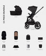 Venicci Pushchairs Venicci Upline 3 2in1 Essential Pushchair Bundle (11 Piece) - Onyx