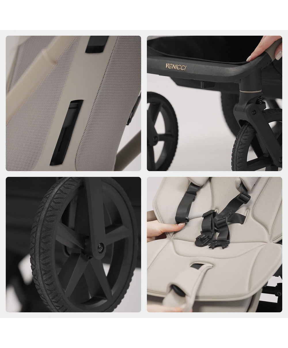 Venicci Pushchairs Venicci Upline3 2in1 Essential Pushchair Bundle (11 Piece) - Sand